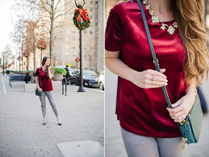 Festive Christmas style from Lisa Kirk Something Pretty Blog Photographed by Amy Rae Co at The Glass Box in Raleigh, NC Blogger Lifestyle Influencer