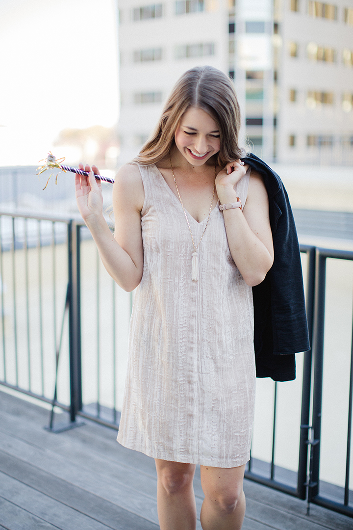 The perfect dress for New Year's Eve from Lisa Kirk Something Pretty Blog Photographed by Amy Rae Co at The Glass Box in Raleigh, NC Blogger Lifestyle Influencer