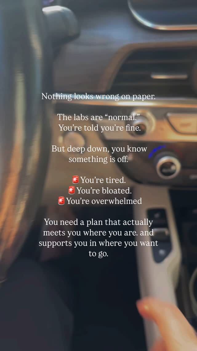Nothing looks wrong on paper…
The labs are “normal.”
You’re told you’re fine.
But deep down, you know something is off.
You’re tired.
You’re bloated.
You’re overwhelmed by mood swings, low energy, poor sleep—and no real answers.
This is where so many of my clients begin.
We don’t jump straight into heavy protocols or restriction.
Instead, we build a strong foundation that helps your body come back into balance—naturally.
We look at gut health, sleep, stress, nervous system regulation, nutrition, mineral status, and more—so we can support your whole system, not just your symptoms.
You don’t need another supplement or quick fix.
You need a plan that actually meets you where you are… and supports you in where you want to go.
That’s what we do inside this program—and it’s where real, sustainable transformation begins.
#NoMoreQuickFixes #RootCauseWellness #HolisticHealing #FunctionalNutrition #GutHealthMatters #SustainableTransformation #WholeBodyHealth #WomensHealthJourney #HealthRevolution #NourishYourself #BalancedLife #FatigueRelief #HealingFromWithin #SustainableHealth